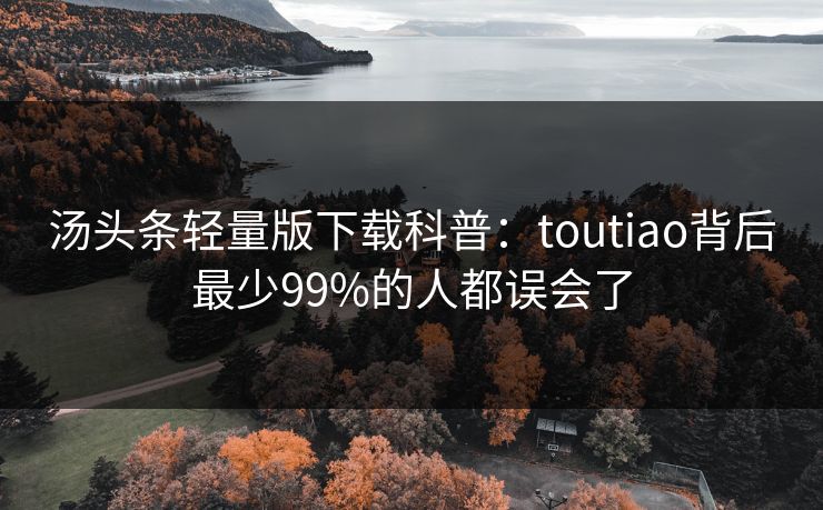 汤头条轻量版下载科普：toutiao背后最少99%的人都误会了