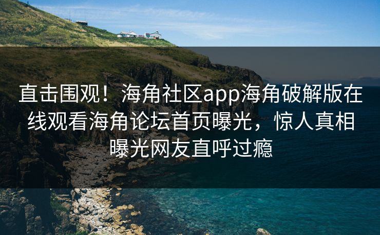 直击围观！海角社区app海角破解版在线观看海角论坛首页曝光，惊人真相曝光网友直呼过瘾